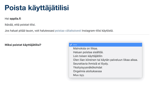 Instagram-tilin poistaminen pysyvästi tai tilapäisesti - helpot ja nopeat ohjeet 2