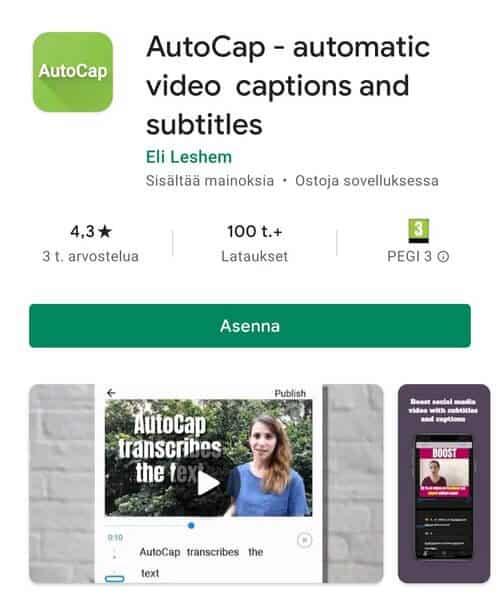 AutoCap teksti videoihin