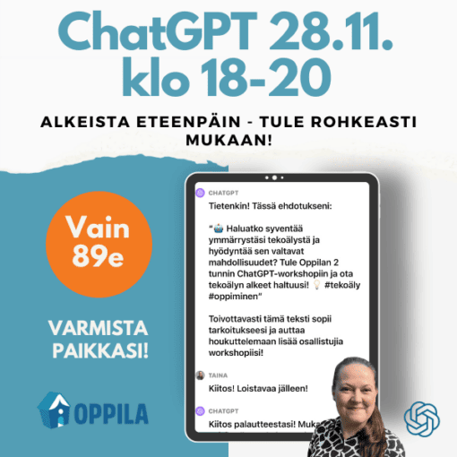 ChatGPT: Alkeista eteenpäin ti 28.11. klo 18-20 (iltaluento) 1