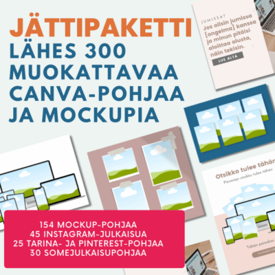 Jättipaketti Canva-pohjia Mockupeja yli 300