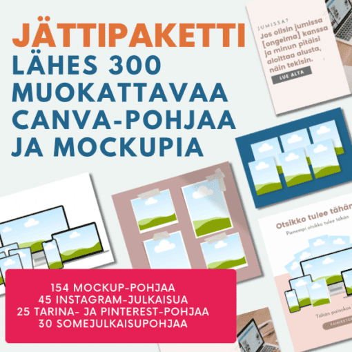 Jättipaketti Canva-pohjia Mockupeja yli 300